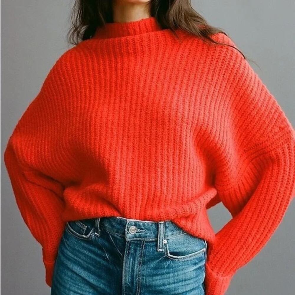 Maeve Poppy Chunky Cowl Sweater
